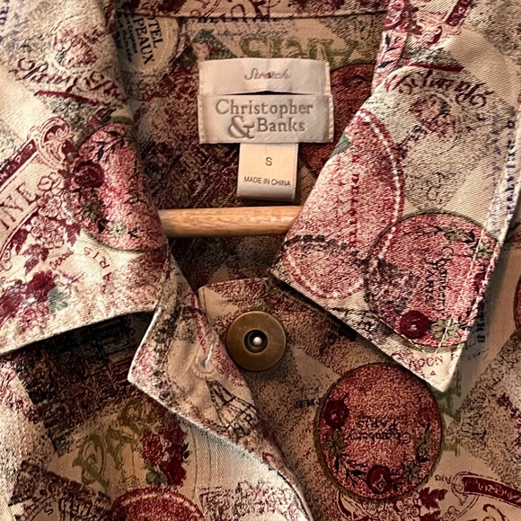 Christopher & Banks Paris Theme Jean Style Jacket Cotton. Size S. - Picture 3 of 9